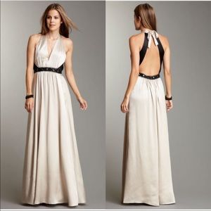 BCBGMaxAzria Silk Beaded Charmeuse Gown